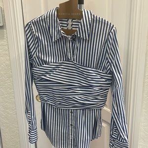 Veronica beard striped button down shirt with corset detail-NWT